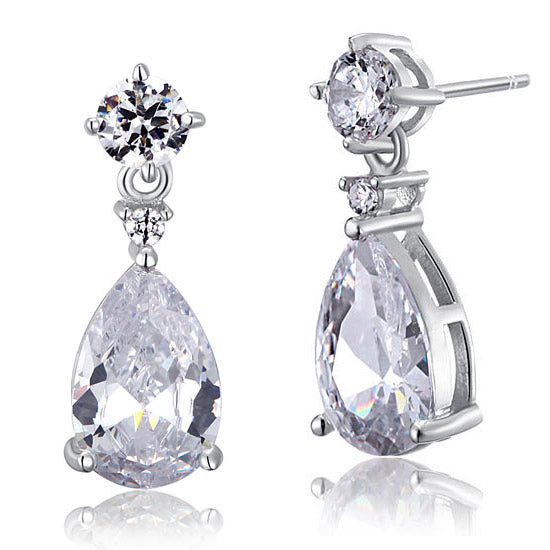 925純銀伴娘高仿鑽石耳環 Silver Dangle Bridesmaids Earrings
