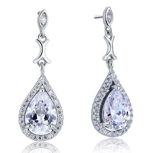 925純銀高仿鑽伴娘耳環 Silver Bridesmaids Pear Dangle Earrings