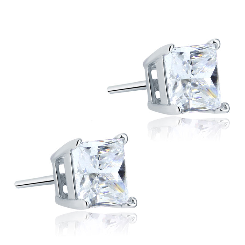 香港銀器店925純銀1卡高仿鑽耳釘耳環 - 925 Silver Stud Earrings