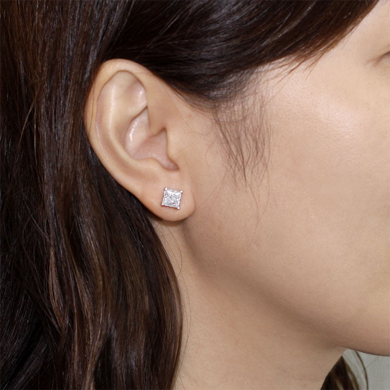 香港銀器店925純銀1卡高仿鑽耳釘耳環 - 925 Silver Stud Earrings