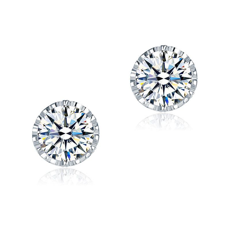 925純銀1.5卡Stariiz高仿鑽復古花紋耳釘耳環 - Silver Stud Earrings