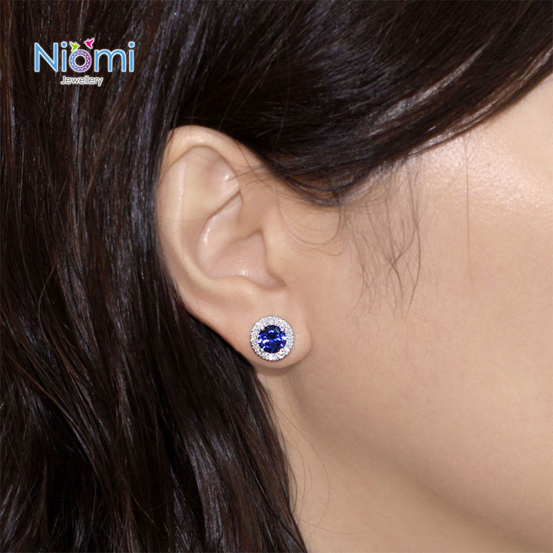 925純銀 仿藍寶石耳環 - Silver Earrings