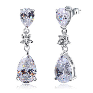 925純銀高仿鑽伴娘耳環 Silver Dangle Bridesmaids Earrings