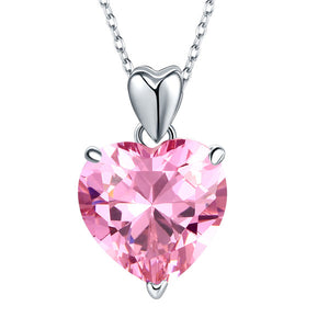 925純銀粉紅心形項鍊 - Silver Pink Heart Necklace