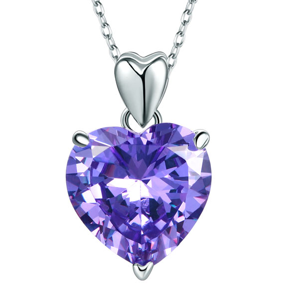 925純銀紫色心形項鍊 - Silver Purple Heart Necklace