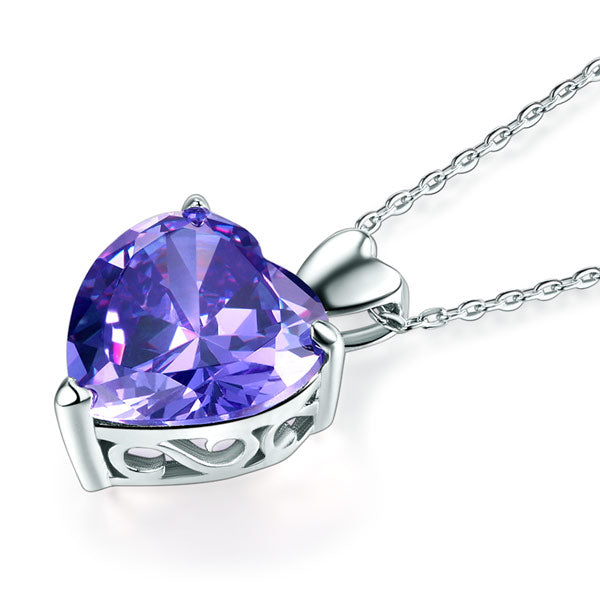 925純銀紫色心形項鍊 - Silver Purple Heart Necklace
