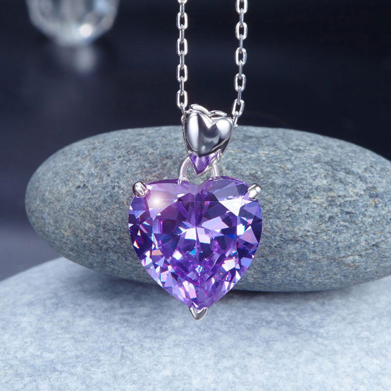 925純銀紫色心形項鍊 - Silver Purple Heart Necklace