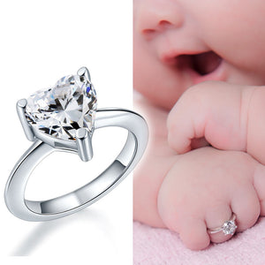 初生嬰兒 戒指 小公主 925純銀 心形BB鑽 一生的祝福 BB相 拍攝道具