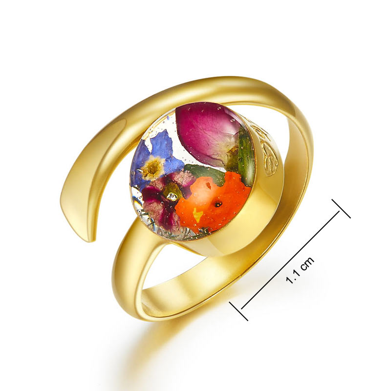 手工 鮮花 純銀戒指 鍍金色 可調整 Handmade Floral Silver Ring - Free Size