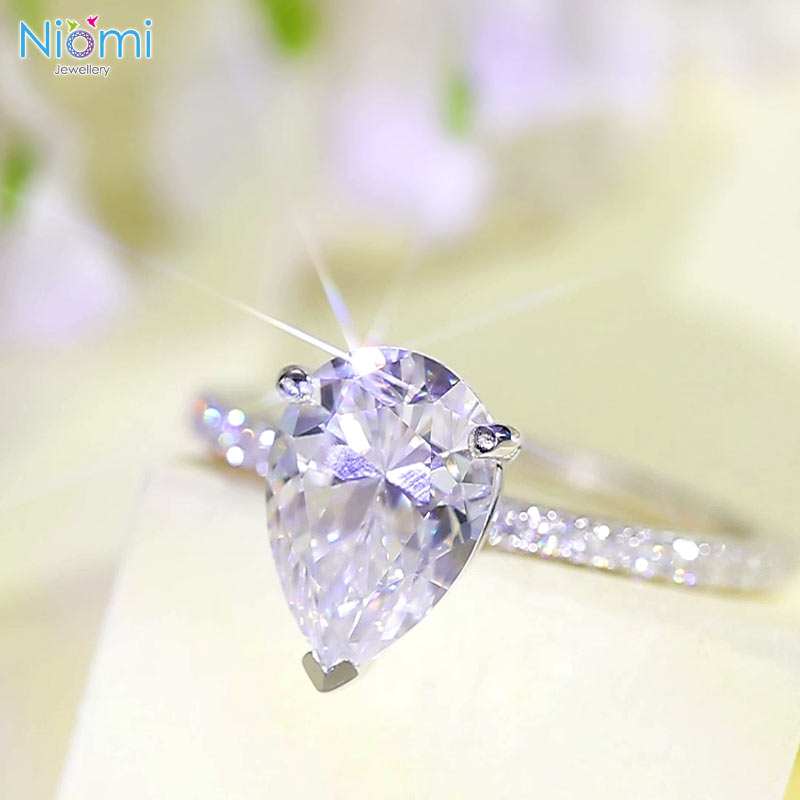 梨形2卡莫桑石套戒指 (單件/套戒) Pear Cut Moissanite Diamond