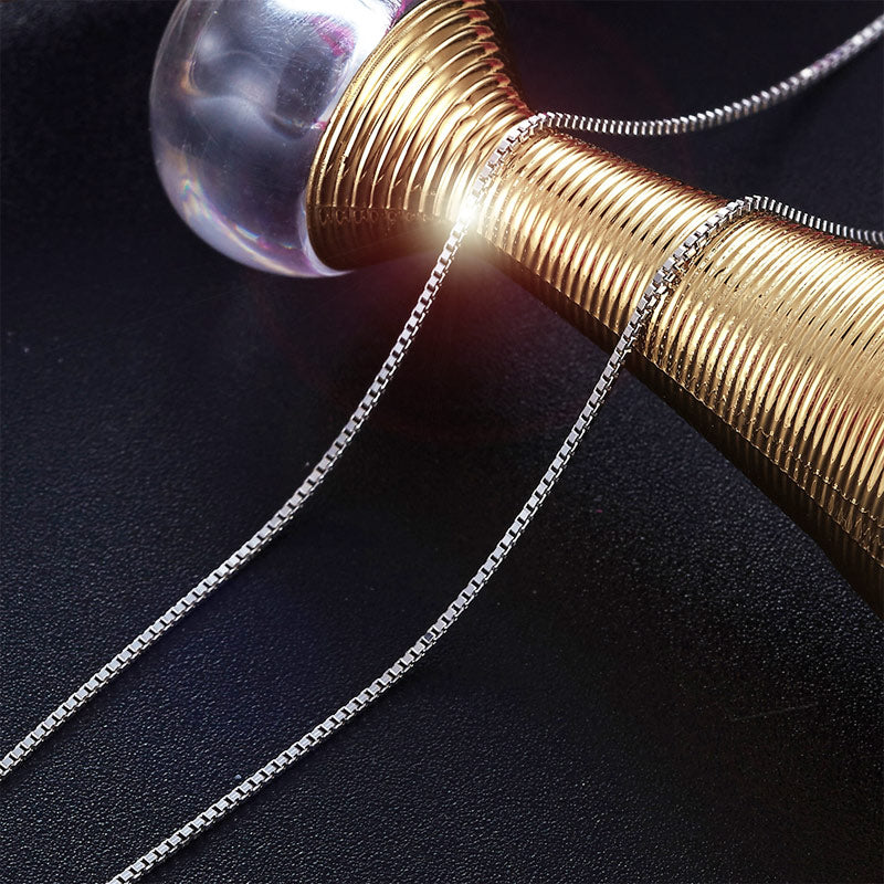925純銀頸鏈 盒子項鍊 (16吋 - 18吋)1.5克 可調節 -方便佩戴