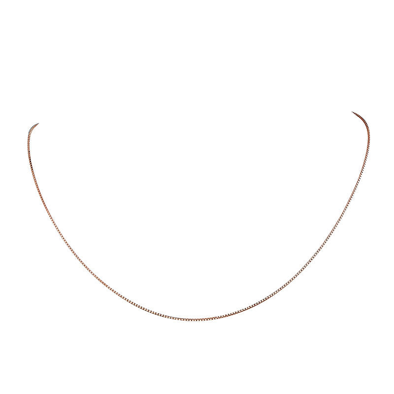 925純銀鍍玫瑰金色頸鏈 盒子項鍊 (16吋 - 18吋)1.5克 可調節 -方便佩戴