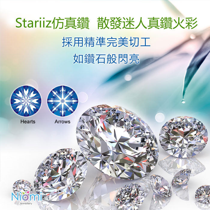 1卡Stariiz高仿鑽耳環925純銀耳釘鍍玫瑰金 - Silver Earrings